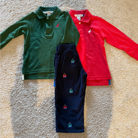 Beaufort Bonnet Company long sleeve polos and holiday train pants. Size 2T - Picture 1 of 2